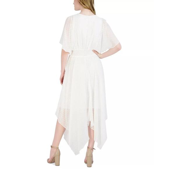 Signature by Robbie Bee Chiffon Textured Fit & Flare Midi Dress White S NWOT - Picture 3 of 11